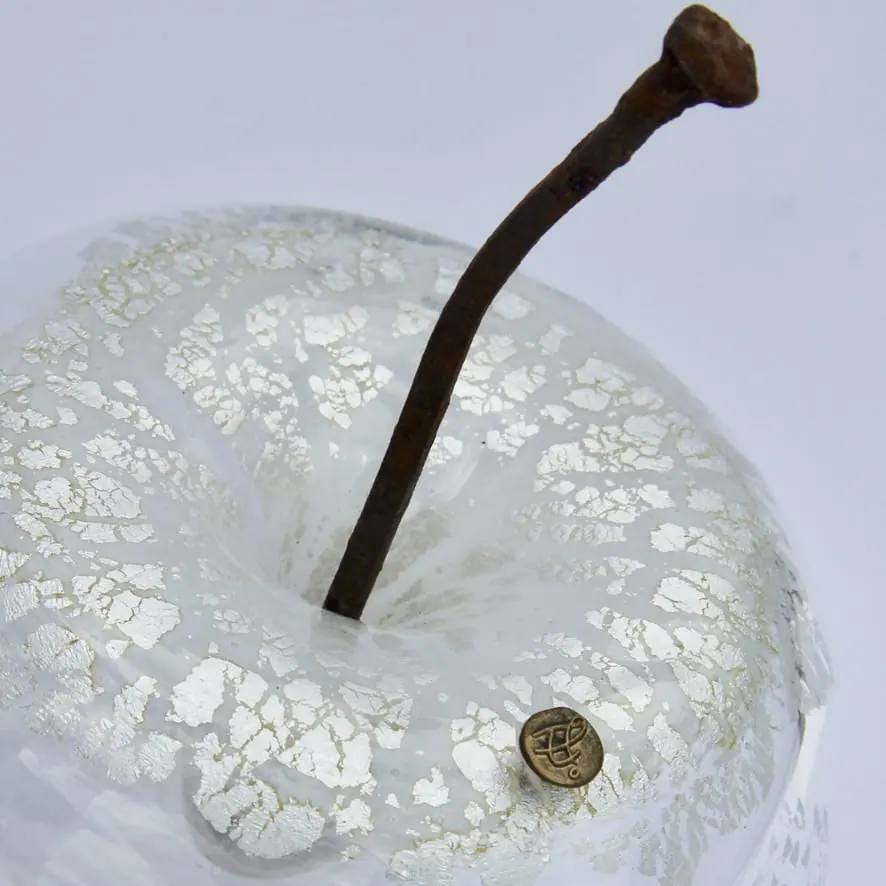 A Happy Apple glass sculpture