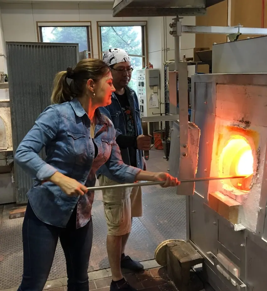 Elzbieta Larsten at work in the glass studio