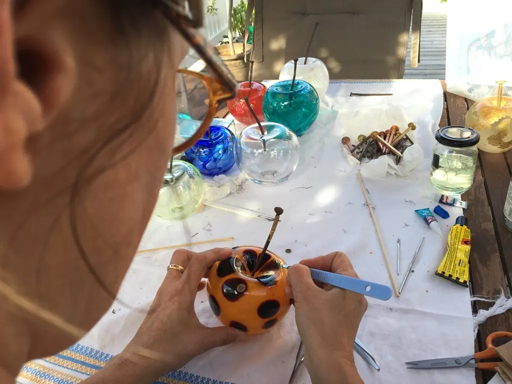 Elzbieta Larsten at work in the glass studio