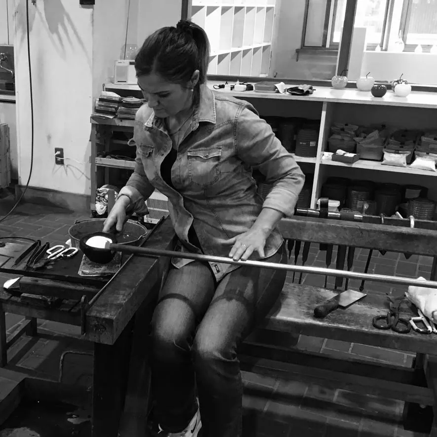 Elzbieta Larsten at work in the glass studio